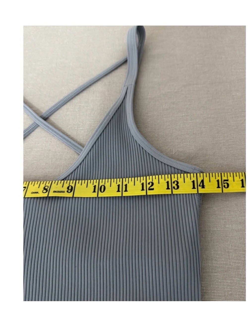 Vuori Ribbed Crop Tank Top Medium Color Stone Blue - Picture 6 of 10